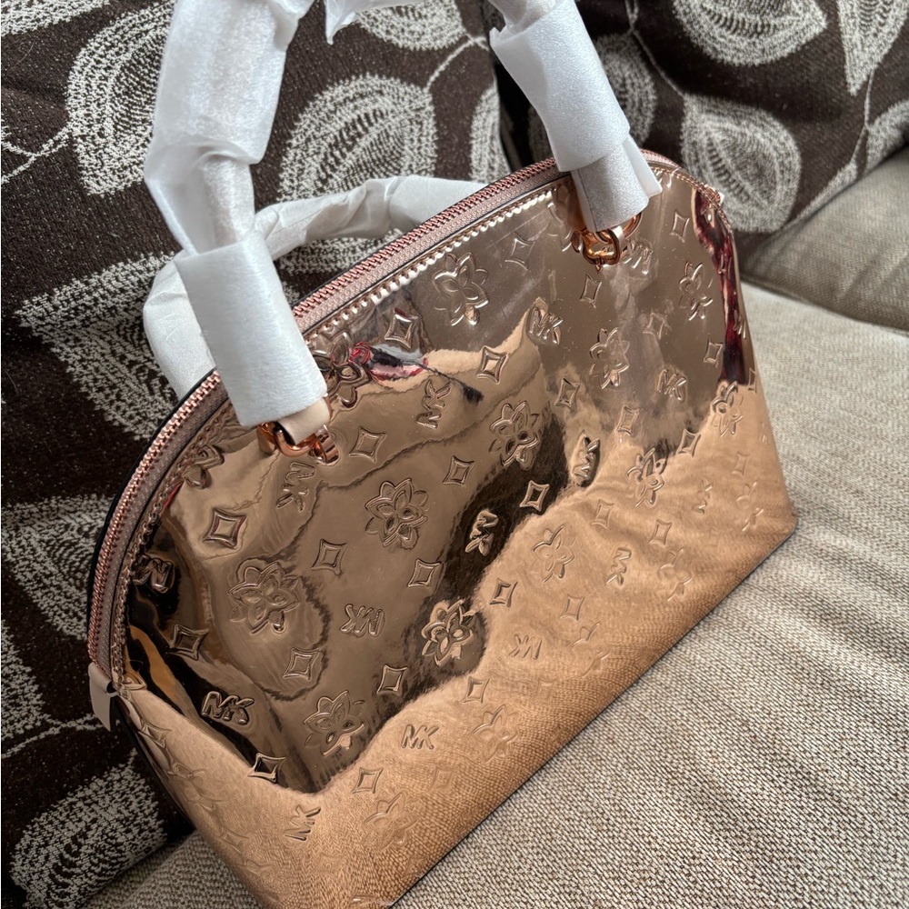 NWT Michael Kors Rose Gold Embossed Satchel